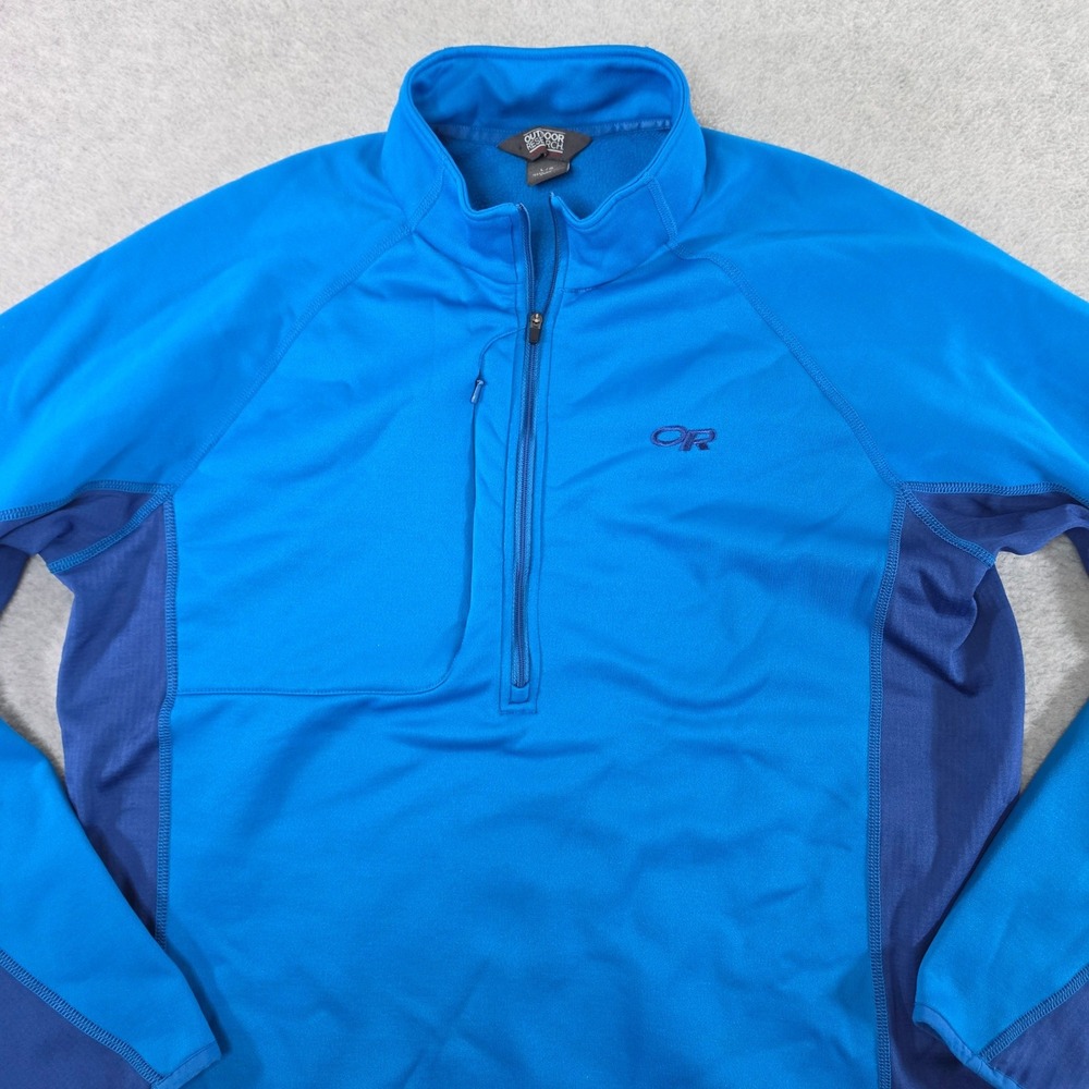 Outdoor Research Mens Blue Quarter Zip Grid Fleece Pullover Jacket Large
